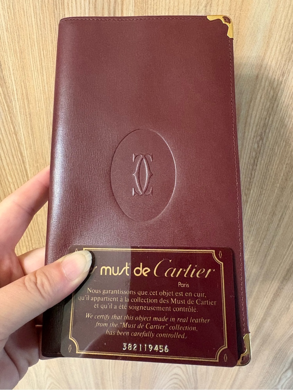 Authentic Cartier leather passport organizer wallet W/COA